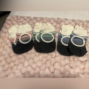 Striped Ankle Pilates Socks Set - Multicolor